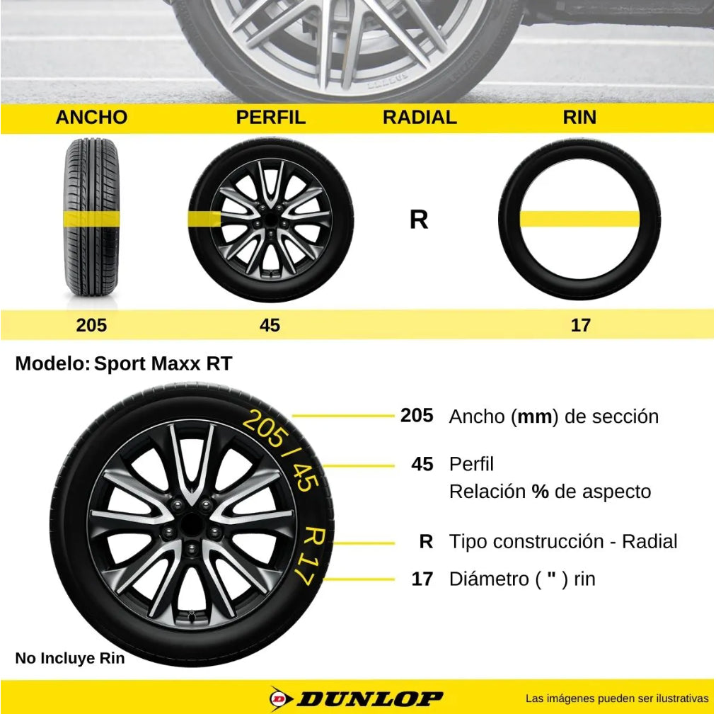 Llanta 205 45 r17 Dunlop Sport Maxx RT 88 W