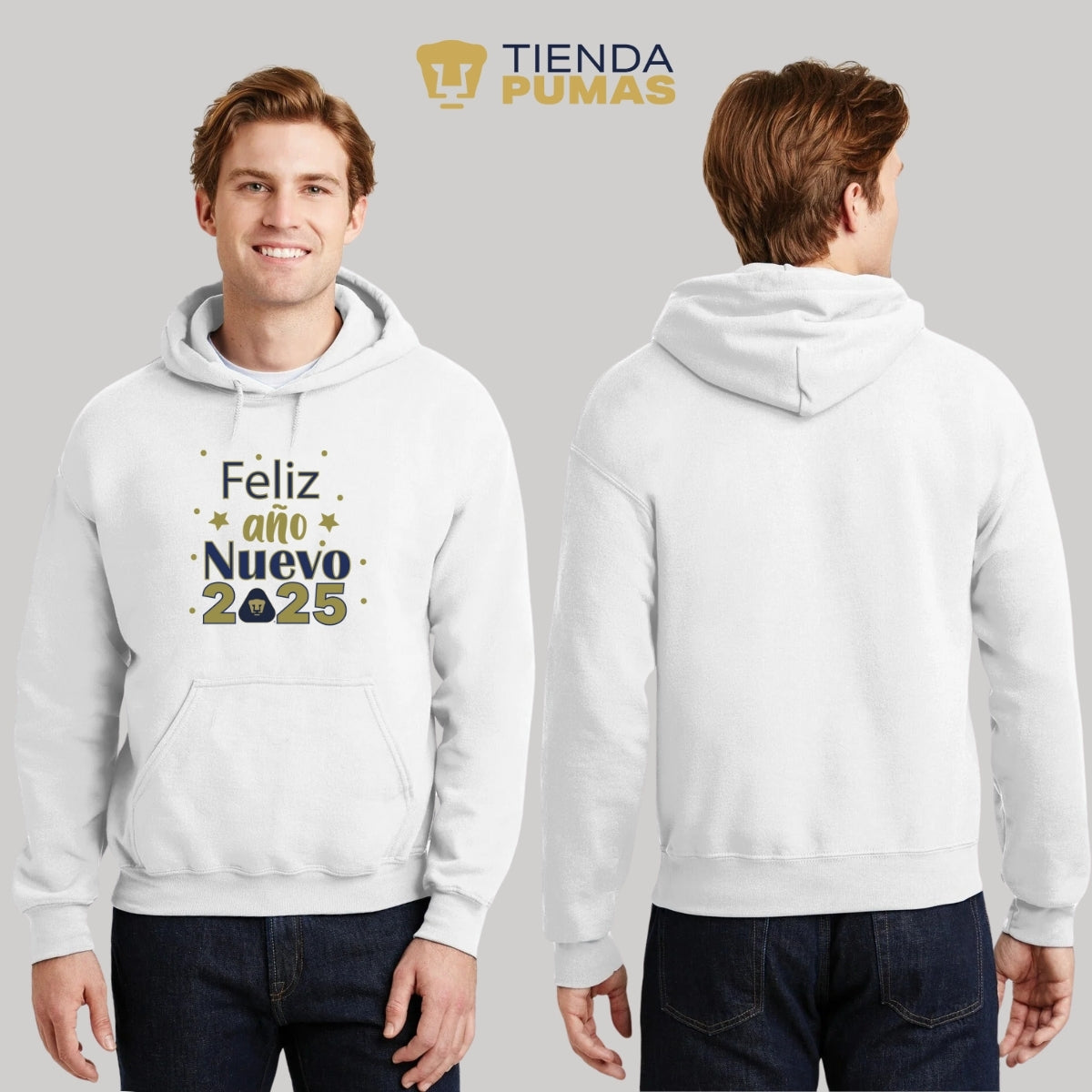 Sudadera Hombre Hoodie Pumas UNAM Feliz Año Nuevo