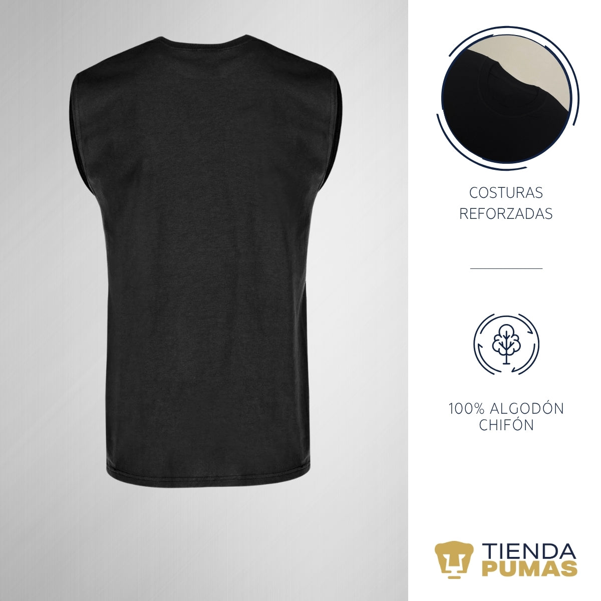 Playera Sin Manga Hombre Pumas UNAM Hecho en C.U. DTG-Vinil