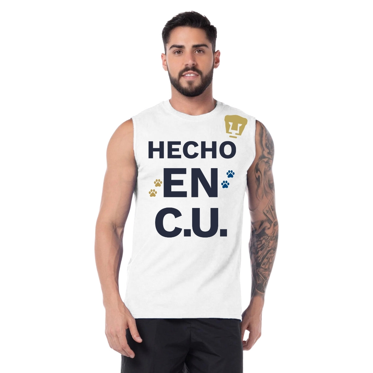 Playera Sin Manga Hombre Pumas UNAM Hecho en C.U. DTG-Vinil