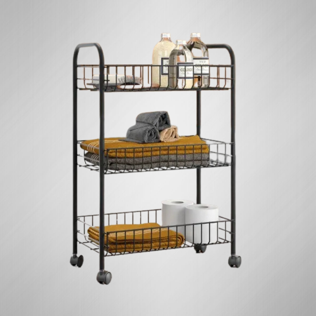 Carrito Organizador Multiusos 3 Niveles Metálico Ruedas 360