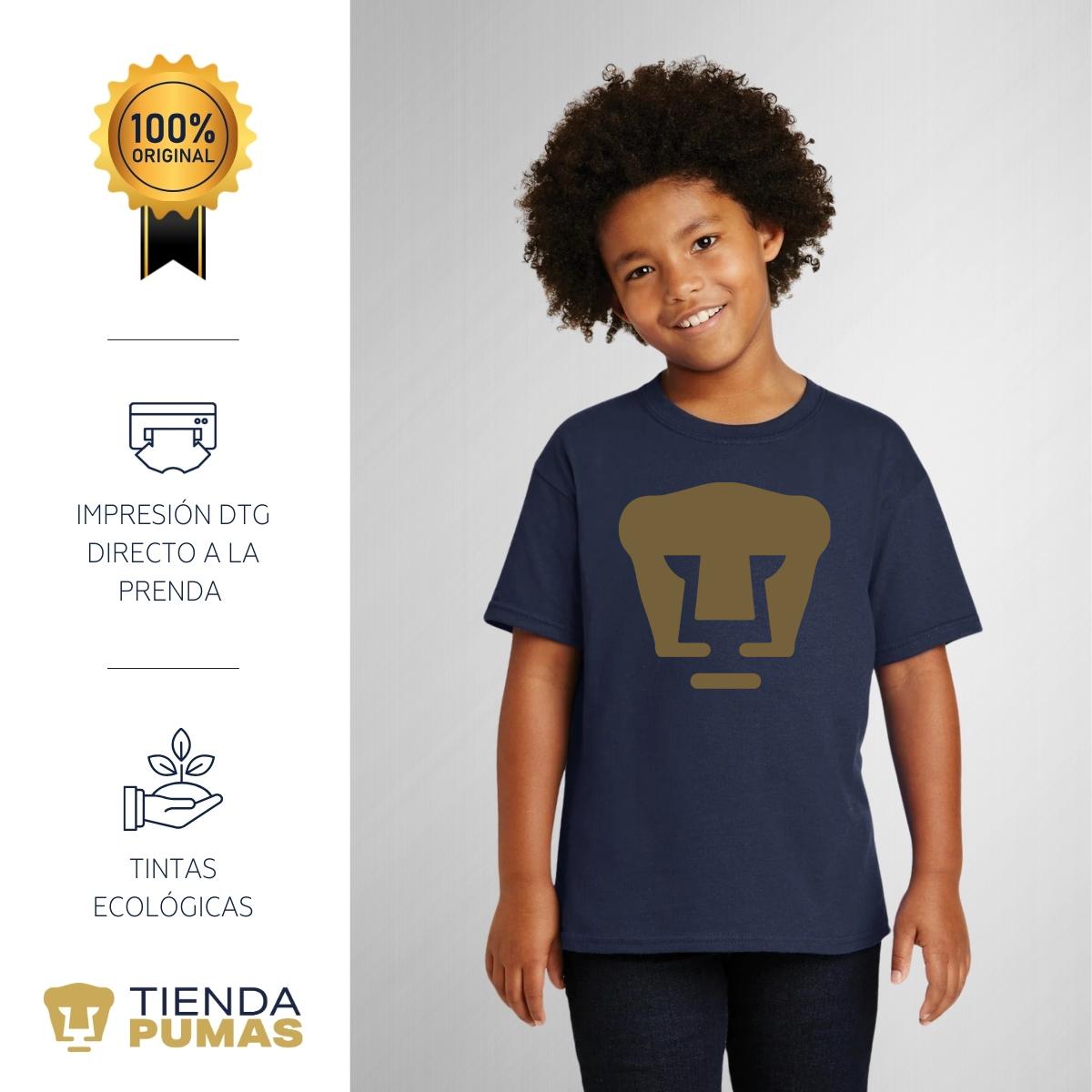 Playera Niño Niña Pumas UNAM Logo Dorado