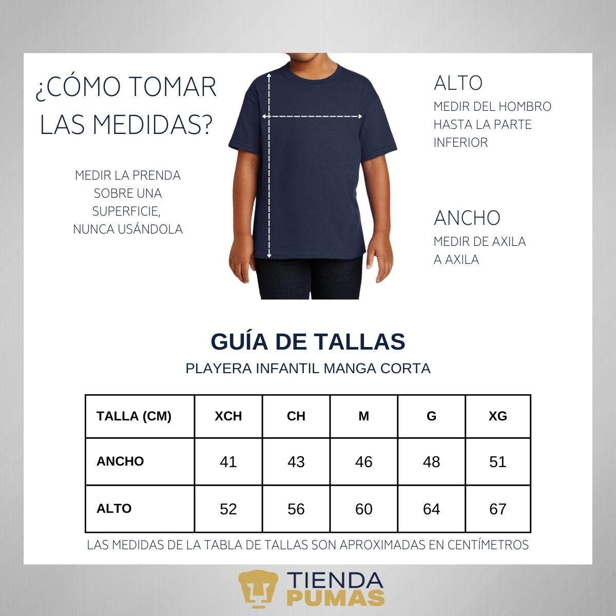 Playera Niño Niña Pumas UNAM Logo Dorado