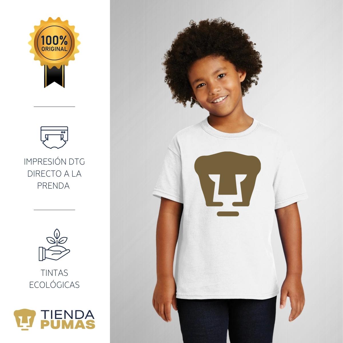 Playera Niño Niña Pumas UNAM Logo Dorado