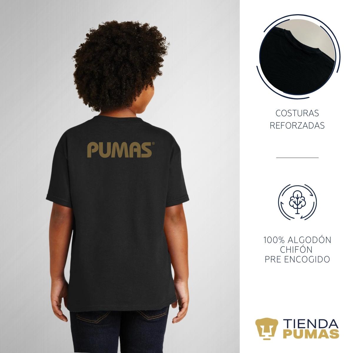 Playera Niño Niña Pumas UNAM Logo Dorado