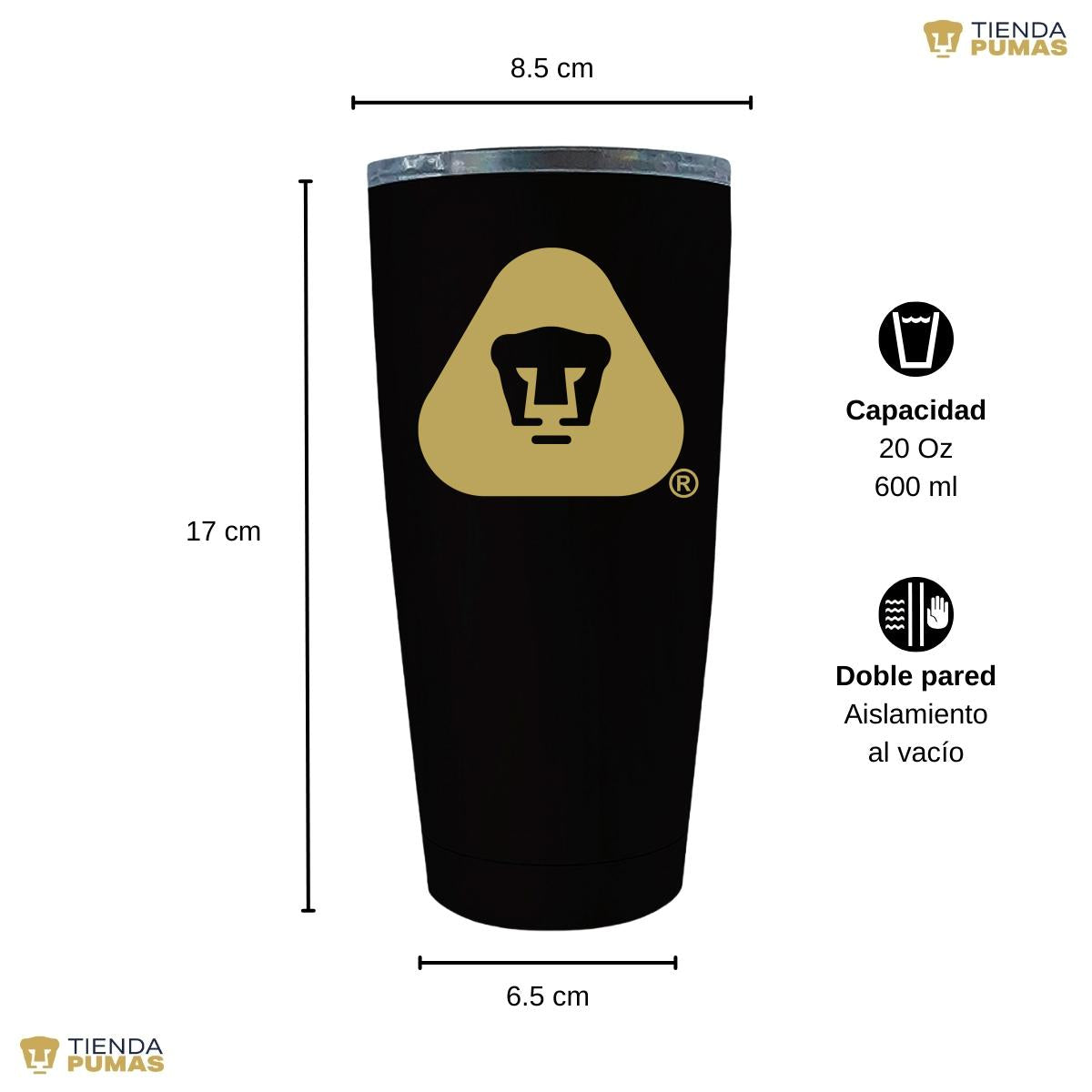 Termo 20 Oz Pumas UNAM Logo Triángulo