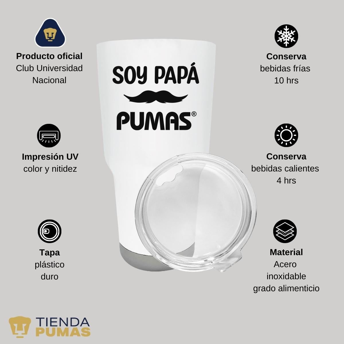 Termo Vaso Térmico 30 Oz Pumas UNAM Soy Papá