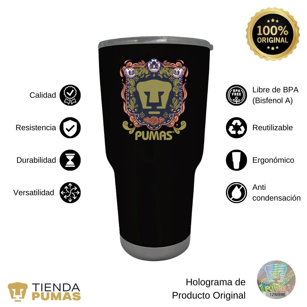 Termo 30 Oz Pumas UNAM Día de Muertos Naranja