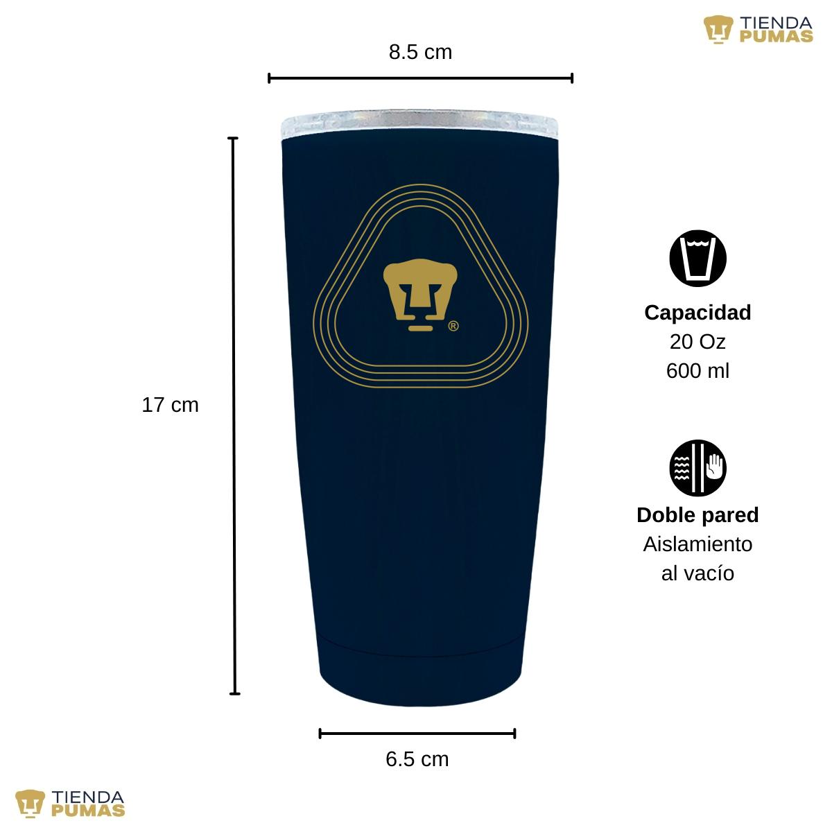 Termo 20 Oz Pumas UNAM Logo Líneas