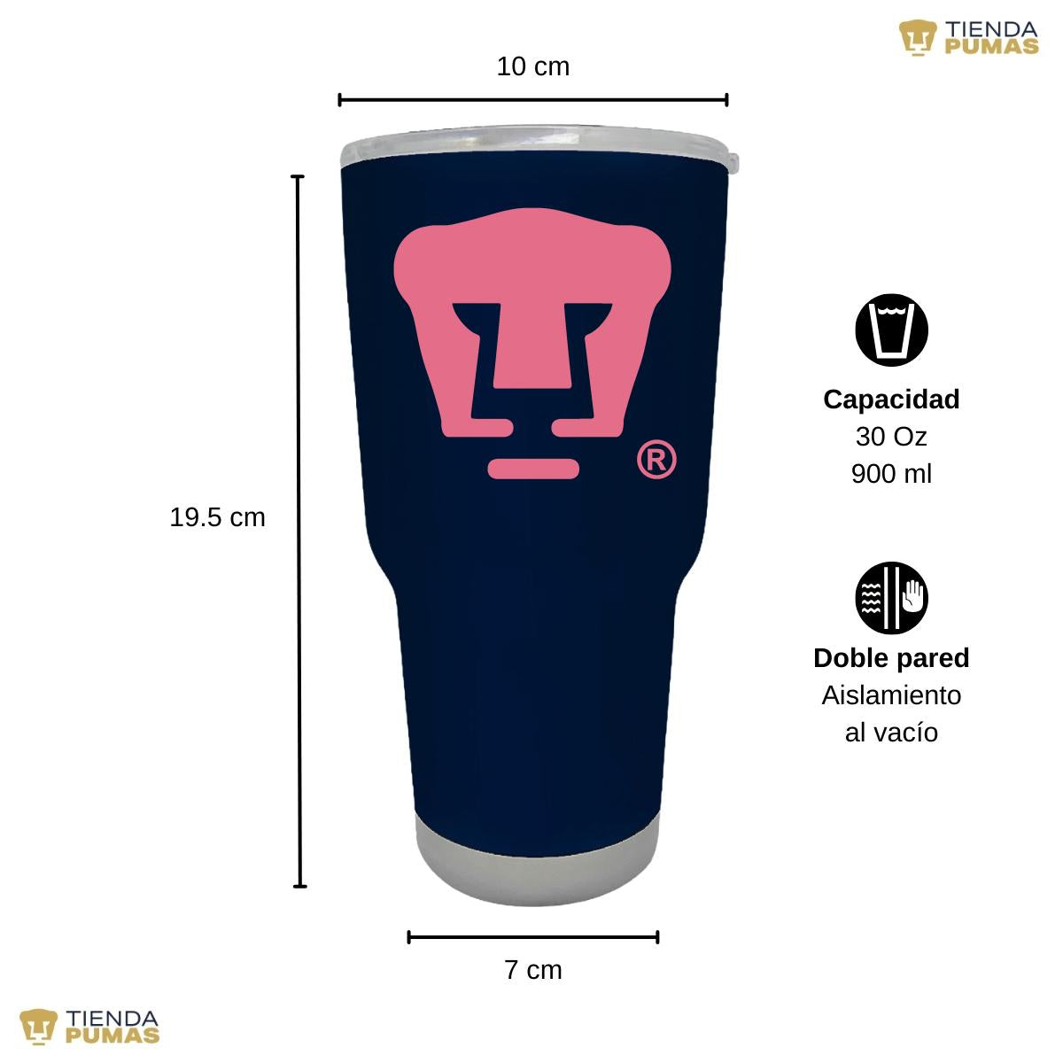 Termo 30 Oz Pumas UNAM Logo Rosa