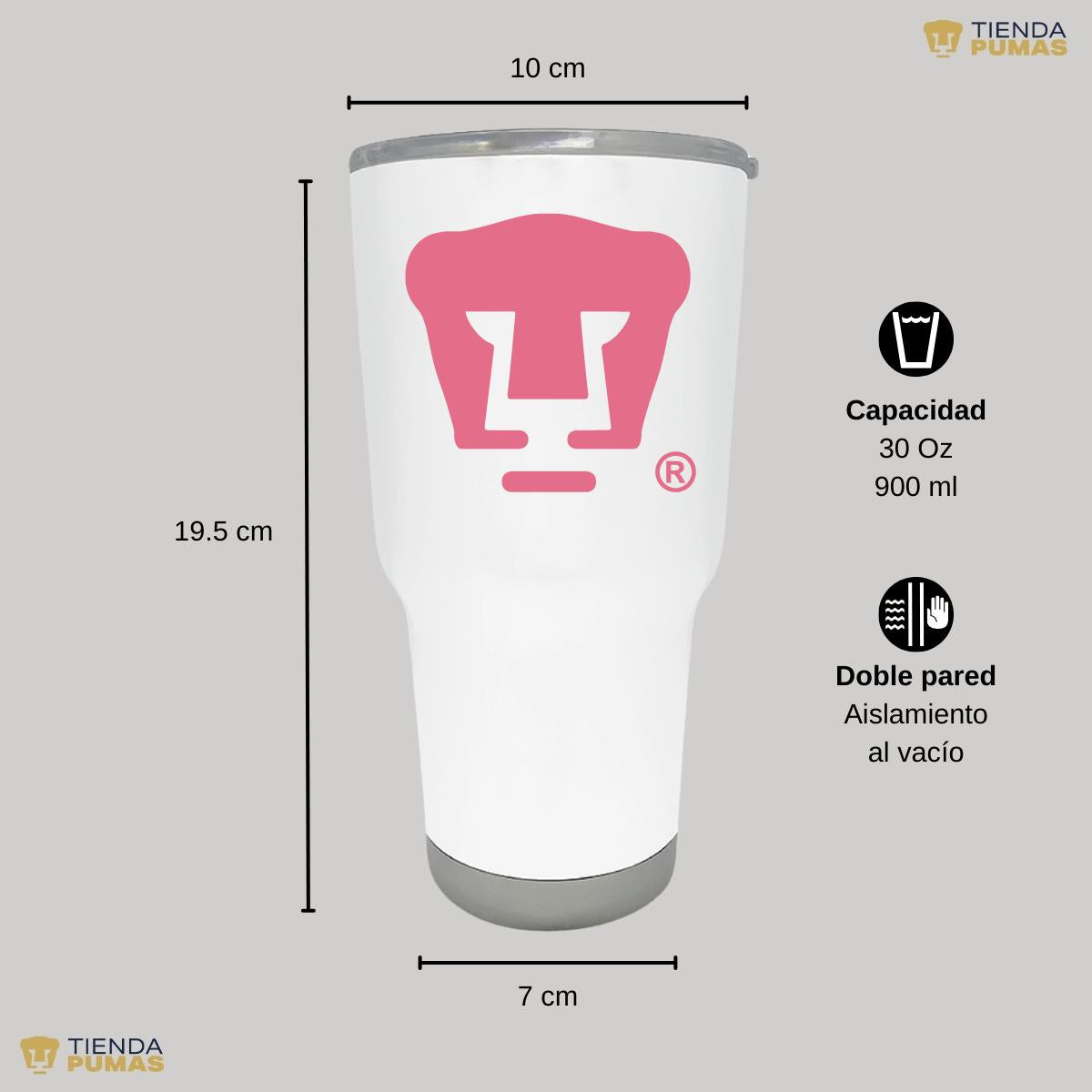 Termo 30 Oz Pumas UNAM Logo Rosa