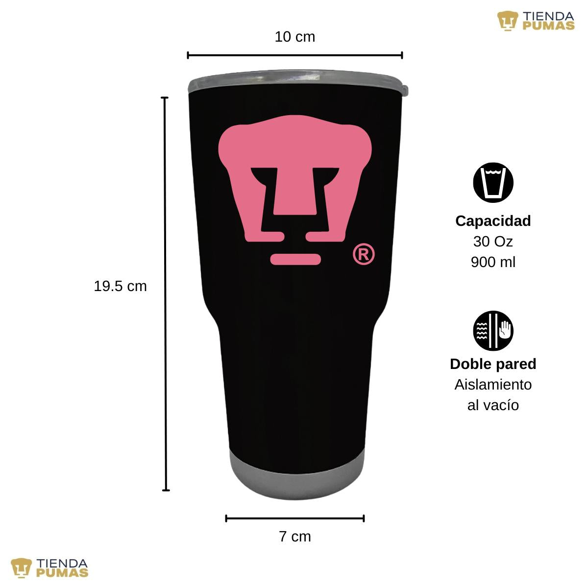 Termo 30 Oz Pumas UNAM Logo Rosa