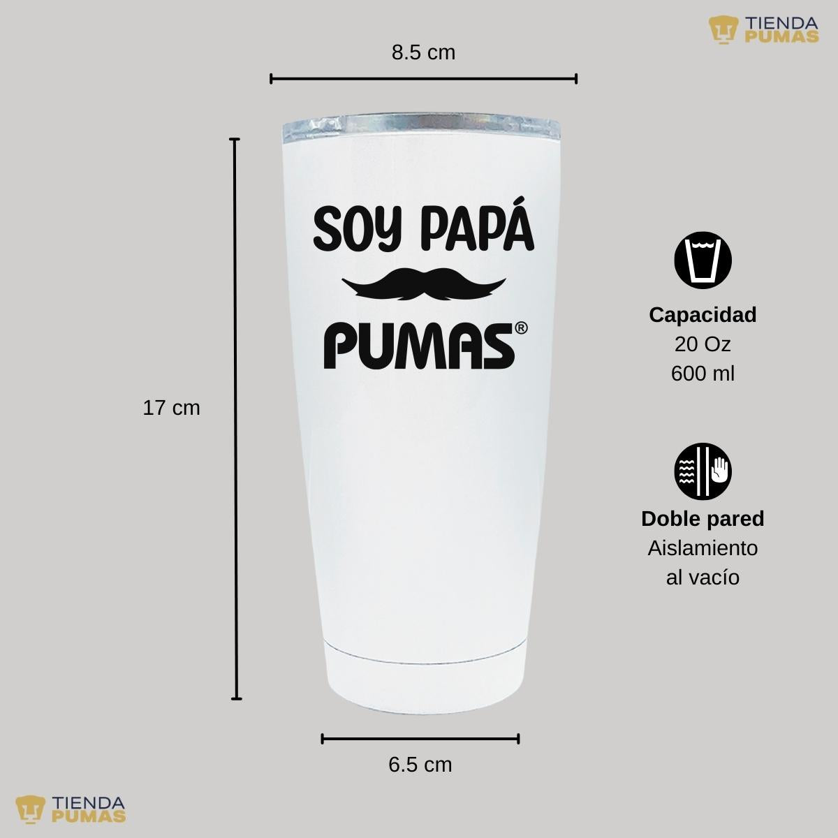 Termo Vaso Térmico 20 Oz Pumas UNAM Soy Papá