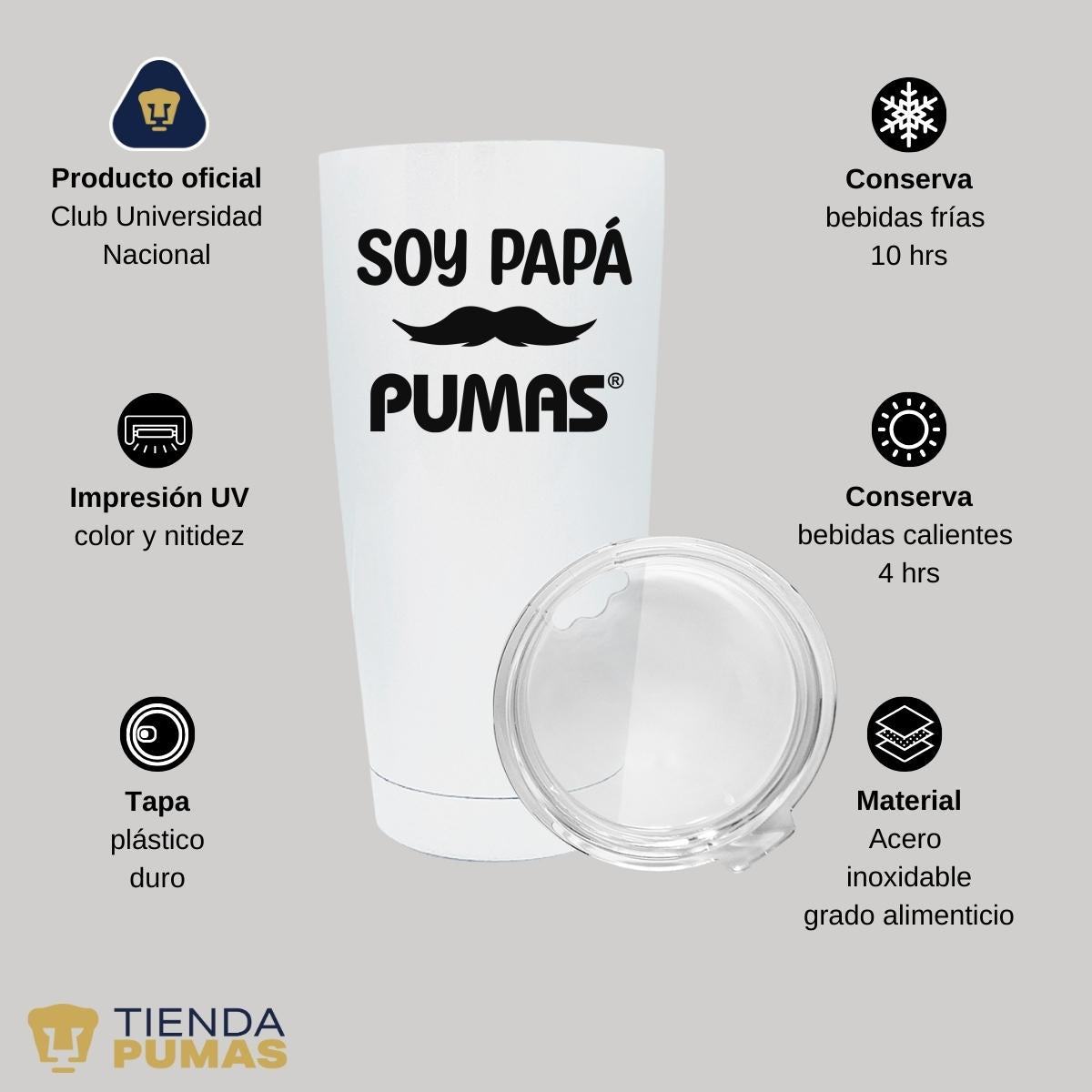 Termo Vaso Térmico 20 Oz Pumas UNAM Soy Papá