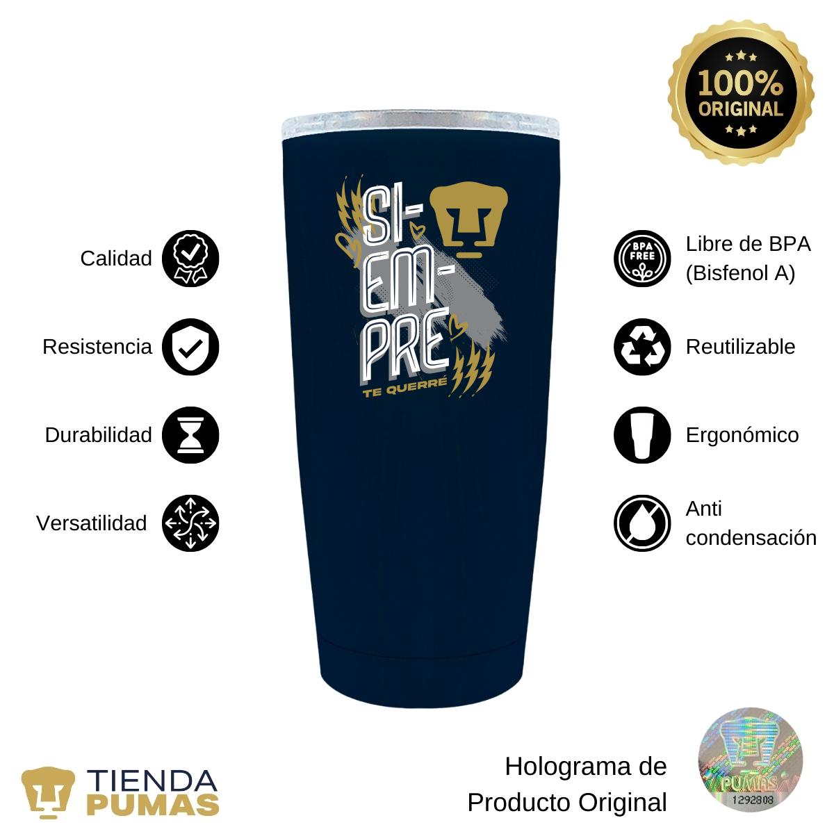 Termo 20 Oz Pumas UNAM Siempre te querré