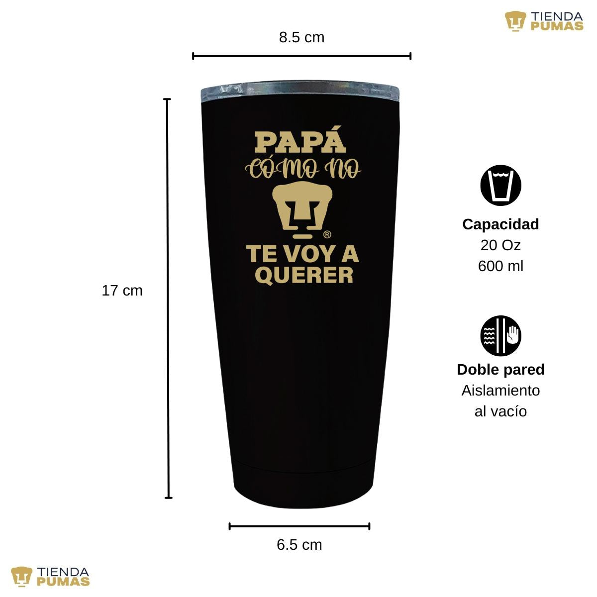 Termo 20 Oz Pumas UNAM Papá cómo no