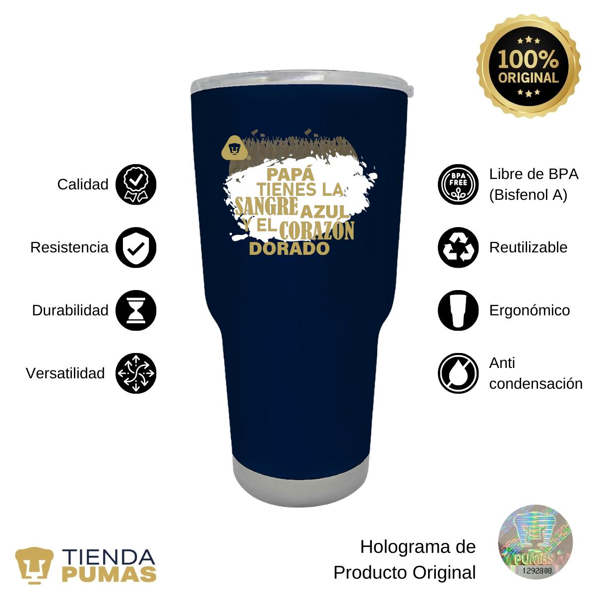 Termo Vaso Térmico 30 Oz Pumas UNAM Papá sangre azul