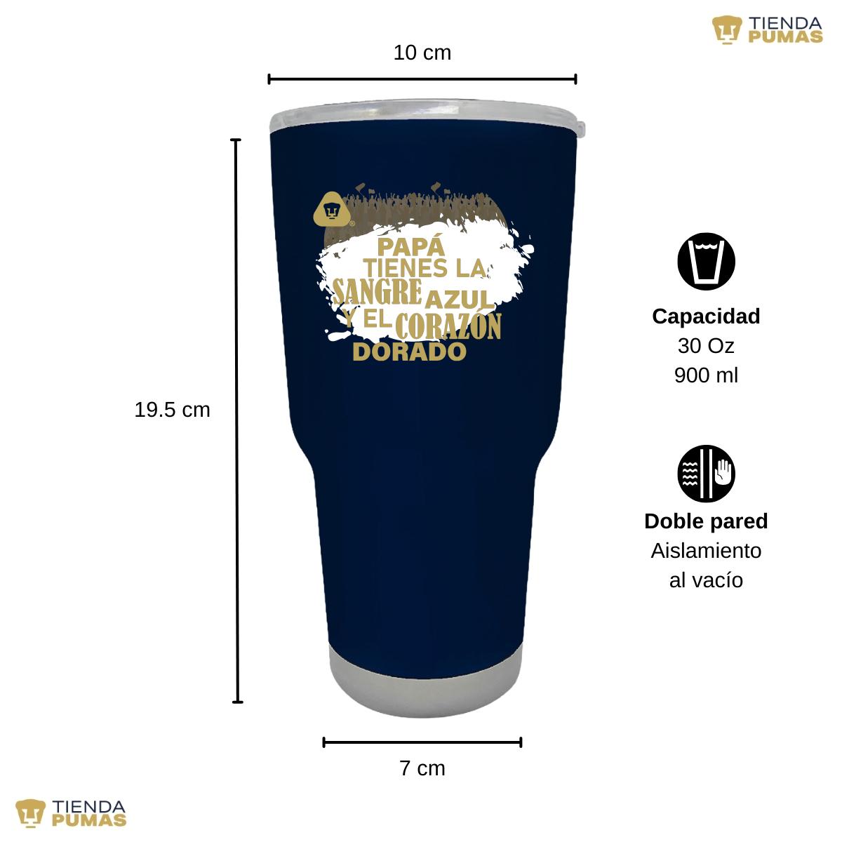 Termo Vaso Térmico 30 Oz Pumas UNAM Papá sangre azul