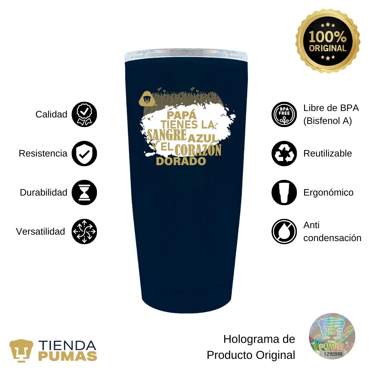 Termo Vaso Térmico 20 Oz Pumas UNAM Papá sangre azul