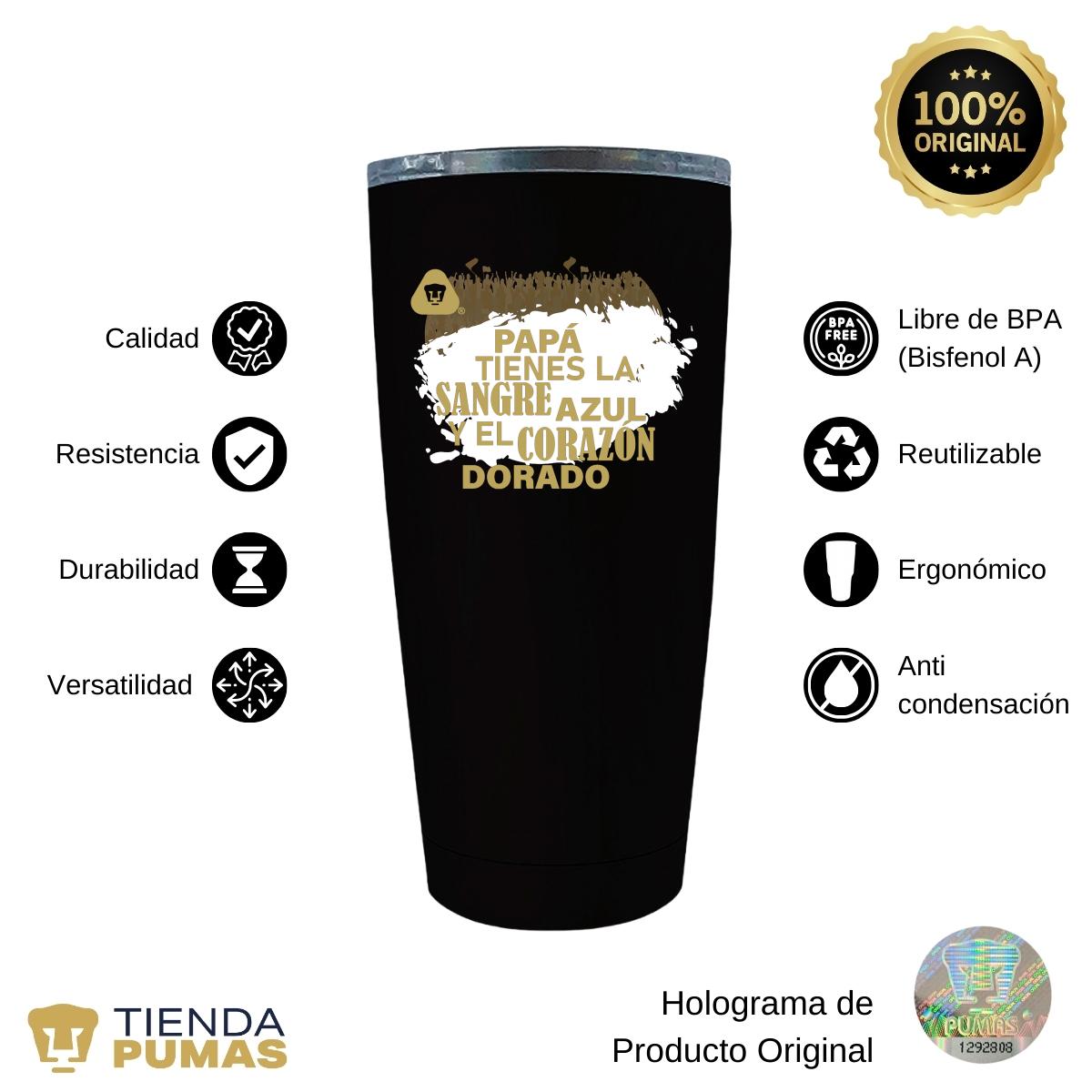 Termo Vaso Térmico 20 Oz Pumas UNAM Papá sangre azul