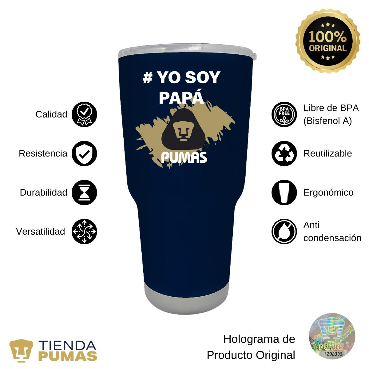 Termo Vaso Térmico 30 Oz Pumas UNAM Yo soy papá Pumas