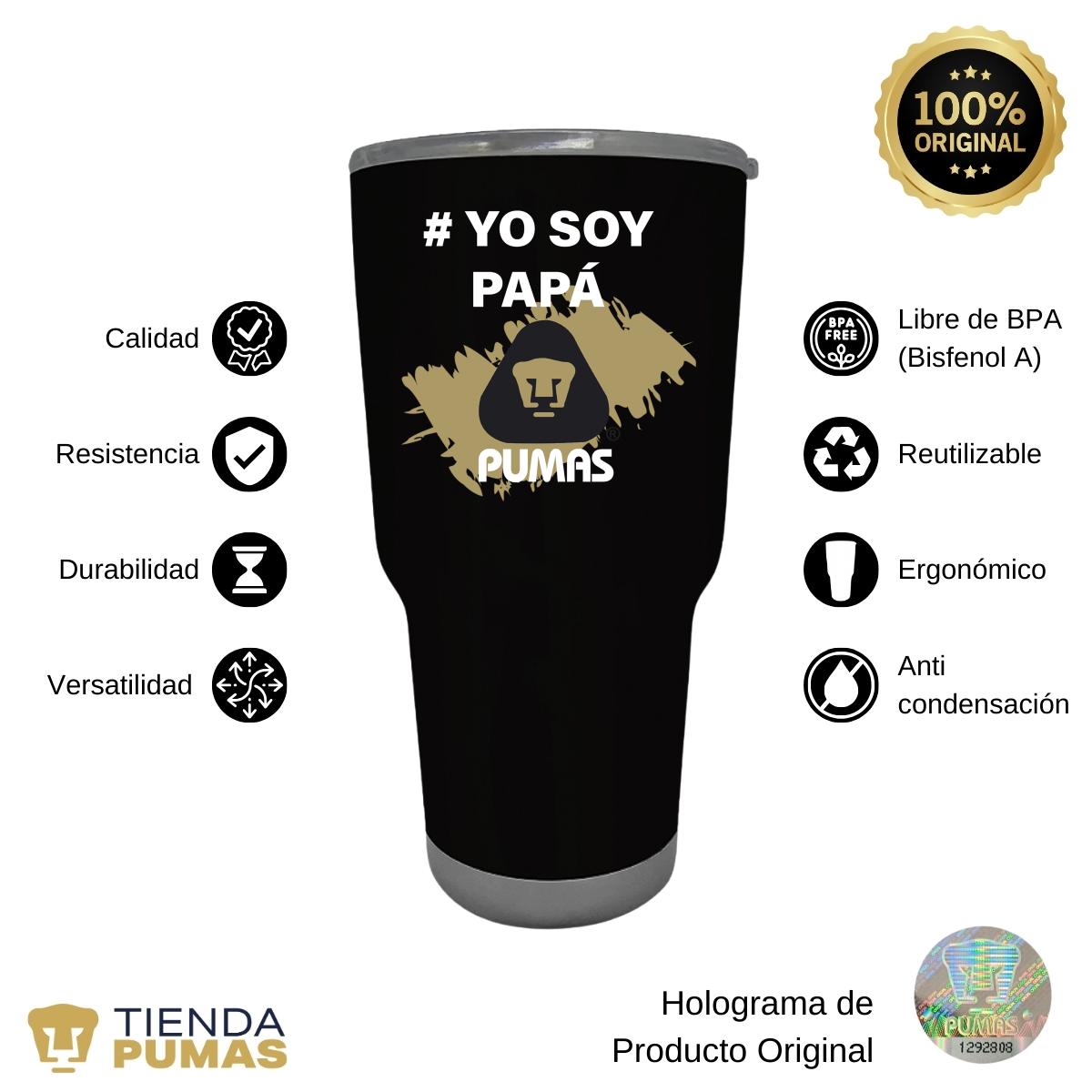 Termo Vaso Térmico 30 Oz Pumas UNAM Yo soy papá Pumas