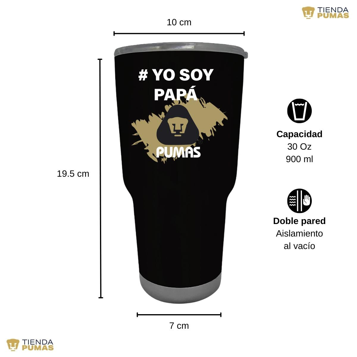 Termo Vaso Térmico 30 Oz Pumas UNAM Yo soy papá Pumas