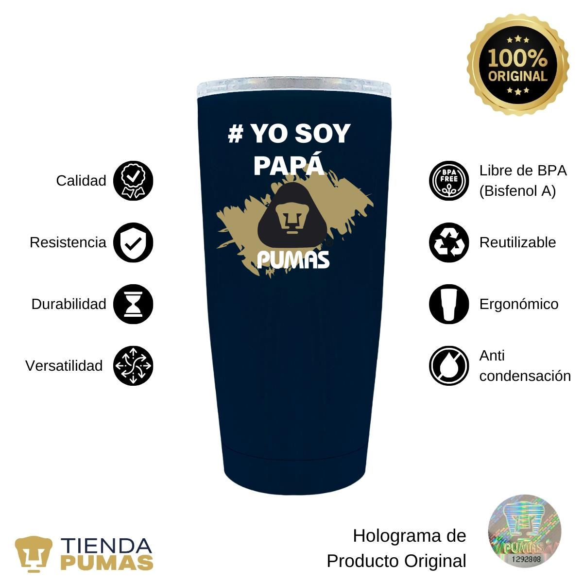 Termo Vaso Térmico 20 Oz Pumas UNAM Yo soy papá Pumas