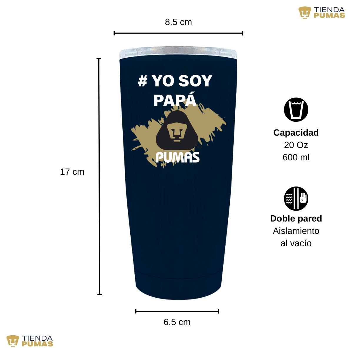 Termo Vaso Térmico 20 Oz Pumas UNAM Yo soy papá Pumas