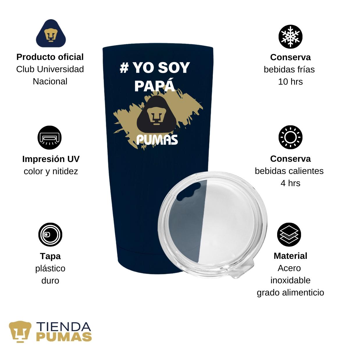 Termo Vaso Térmico 20 Oz Pumas UNAM Yo soy papá Pumas