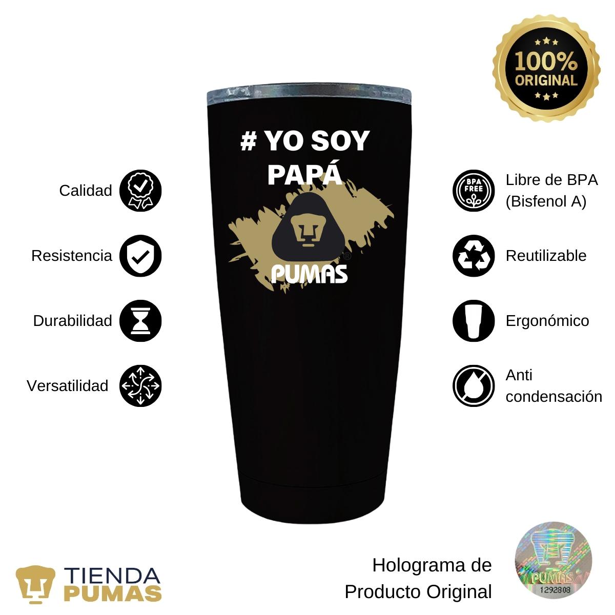 Termo Vaso Térmico 20 Oz Pumas UNAM Yo soy papá Pumas