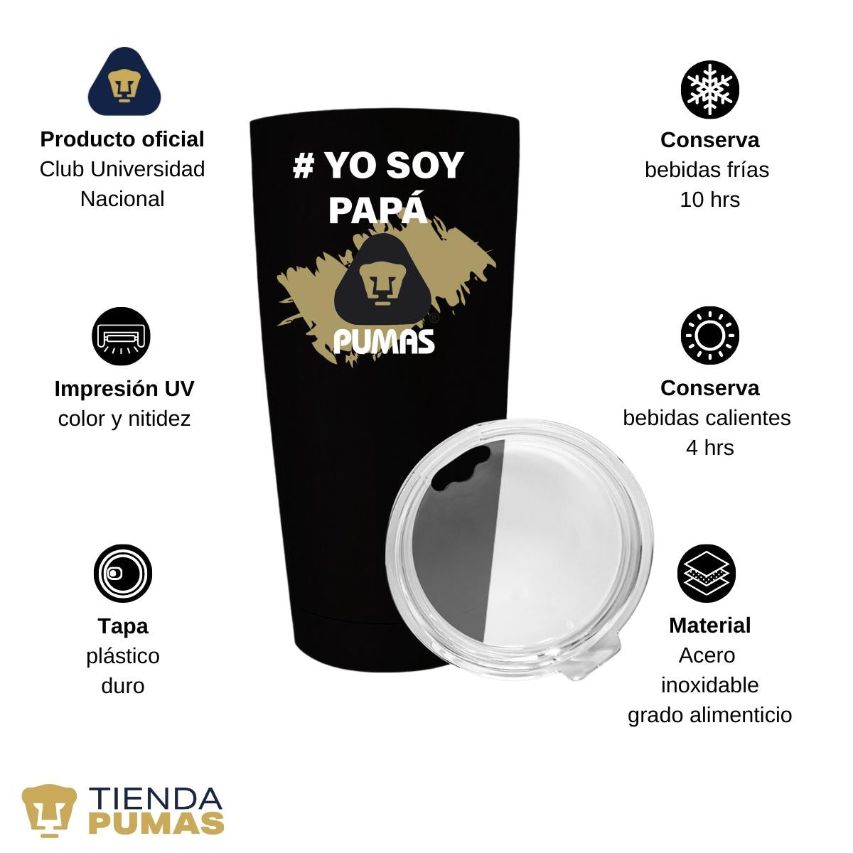 Termo Vaso Térmico 20 Oz Pumas UNAM Yo soy papá Pumas