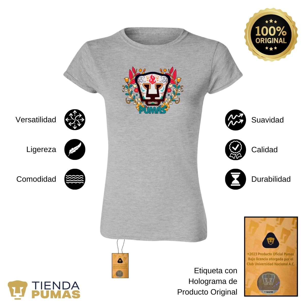 Playera Mujer Pumas UNAM Día de Muertos