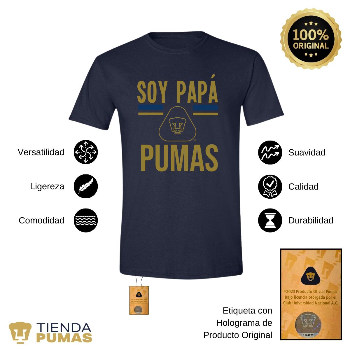 Playera Hombre Pumas UNAM Soy Papá Pumas Logo