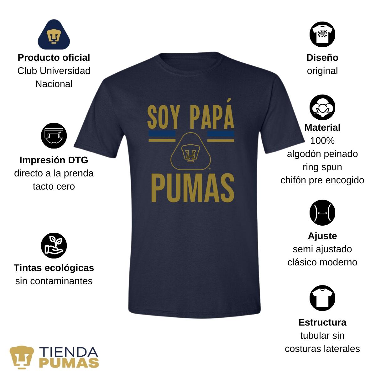 Playera Hombre Pumas UNAM Soy Papá Pumas Logo