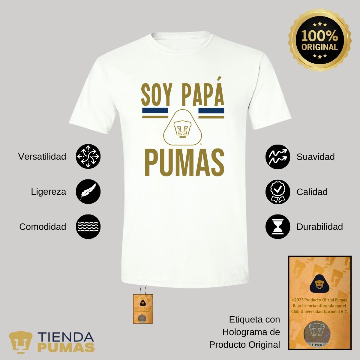 Playera Hombre Pumas UNAM Soy Papá Pumas Logo