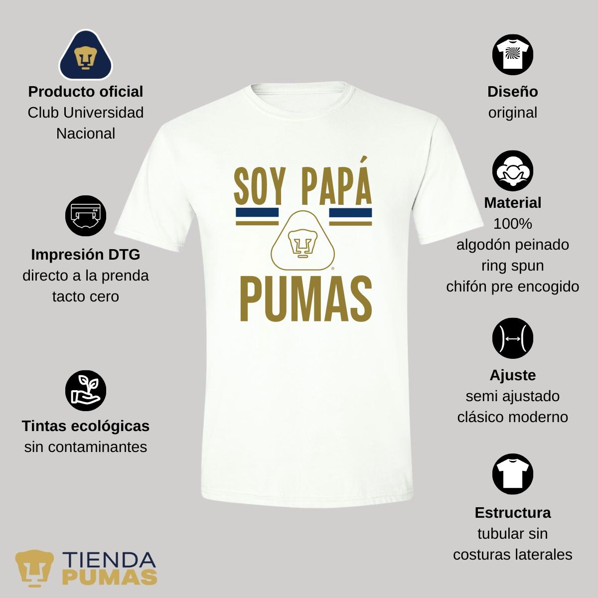 Playera Hombre Pumas UNAM Soy Papá Pumas Logo