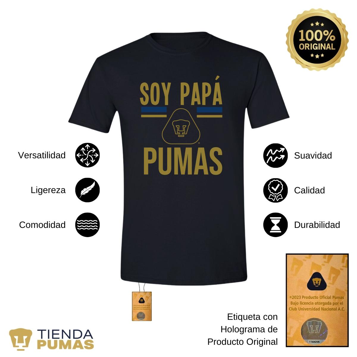 Playera Hombre Pumas UNAM Soy Papá Pumas Logo