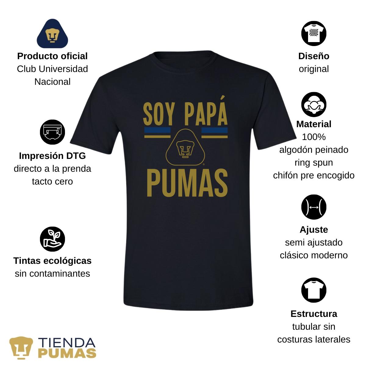 Playera Hombre Pumas UNAM Soy Papá Pumas Logo