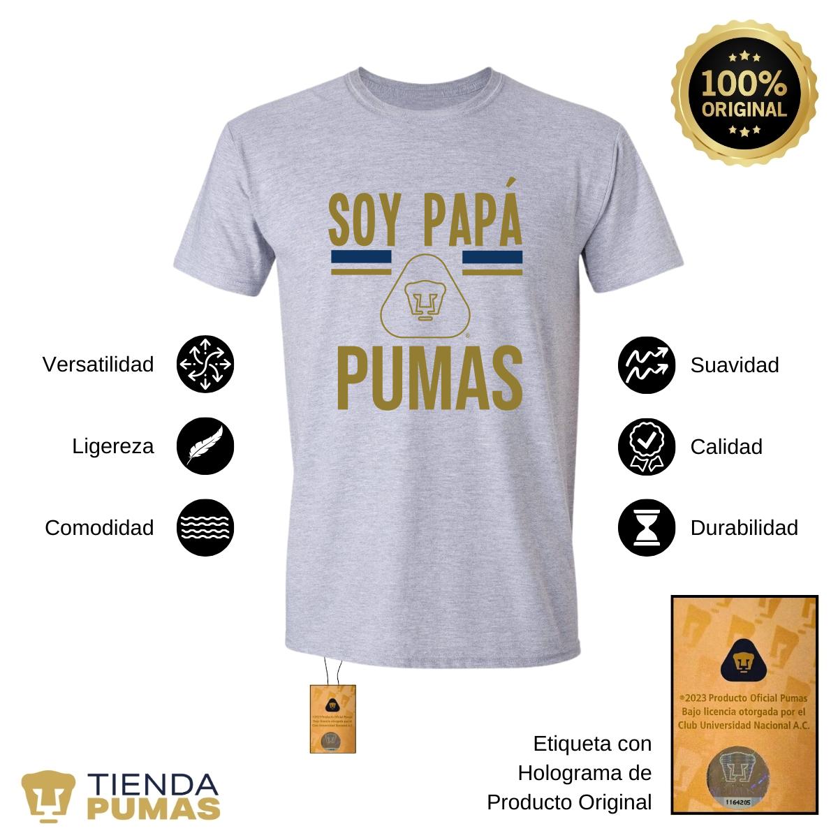 Playera Hombre Pumas UNAM Soy Papá Pumas Logo