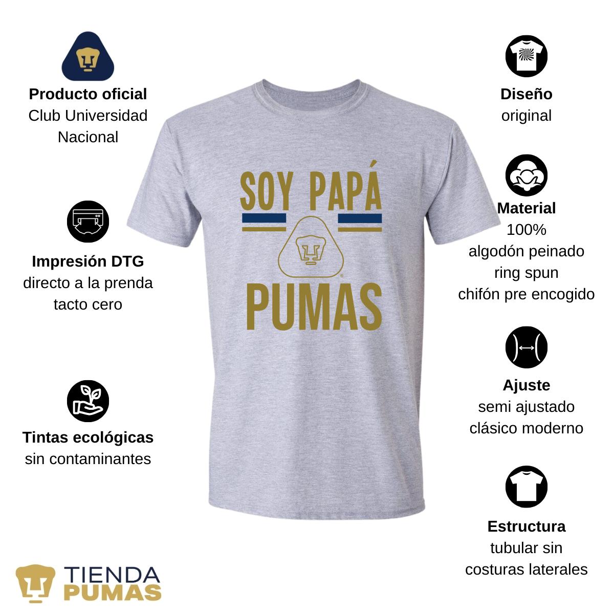 Playera Hombre Pumas UNAM Soy Papá Pumas Logo