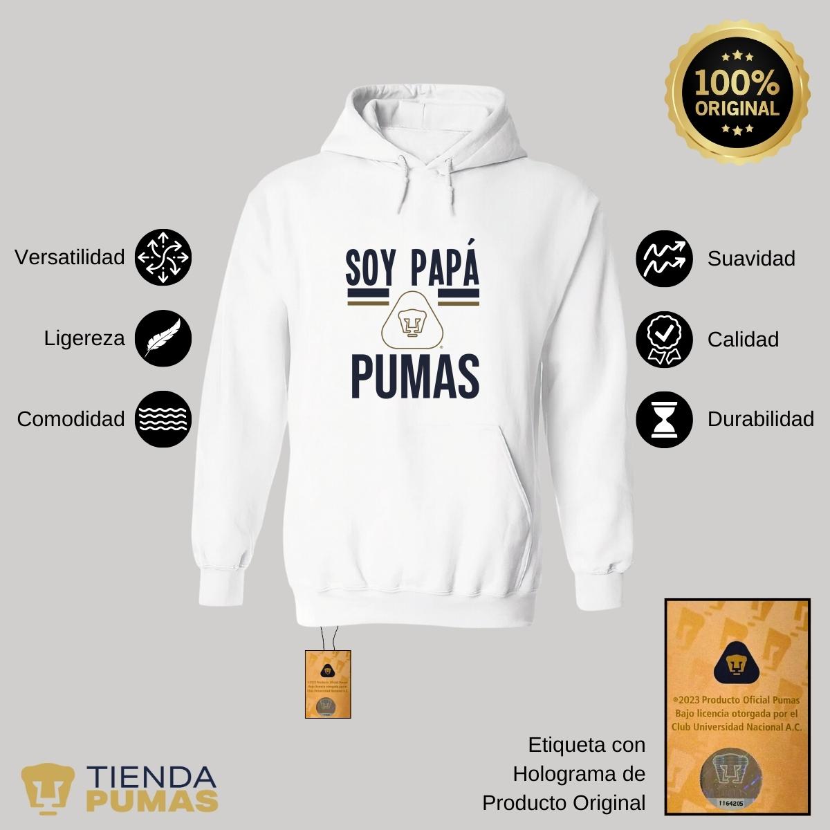 Sudadera Hombre Hoodie Pumas UNAM Papá Pumas Logo