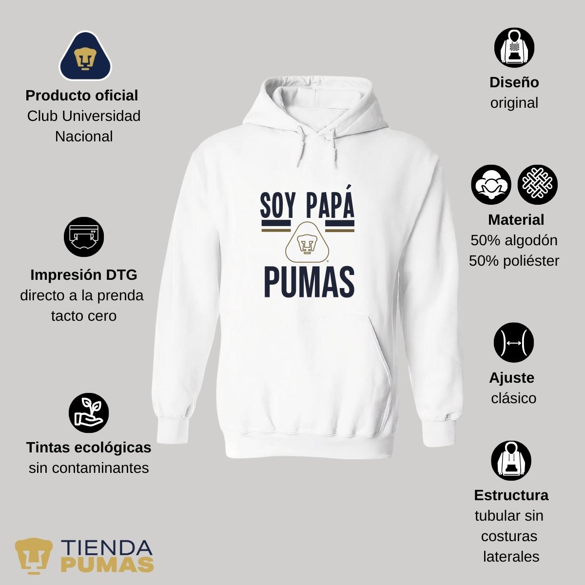 Sudadera Hombre Hoodie Pumas UNAM Papá Pumas Logo