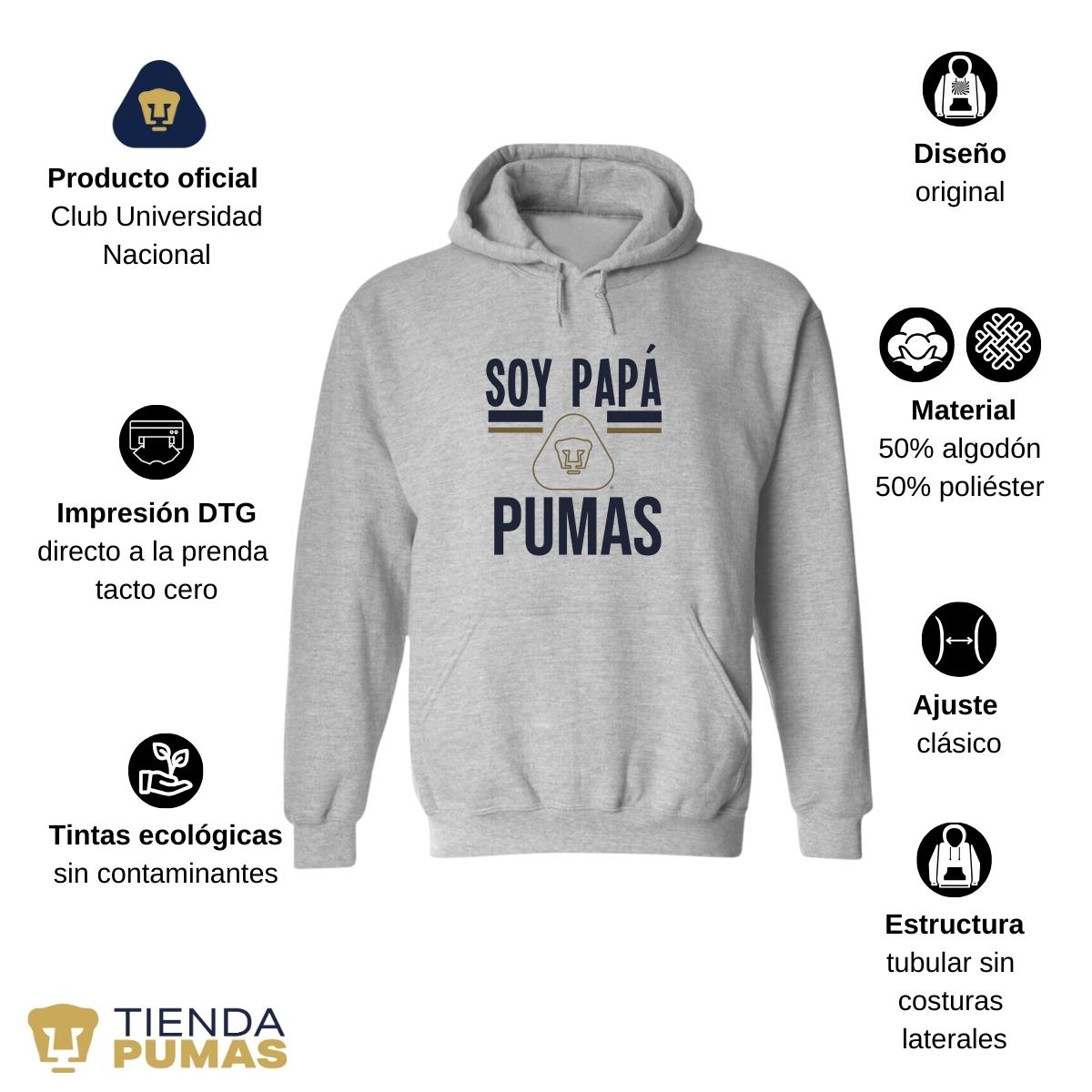 Sudadera Hombre Hoodie Pumas UNAM Papá Pumas Logo