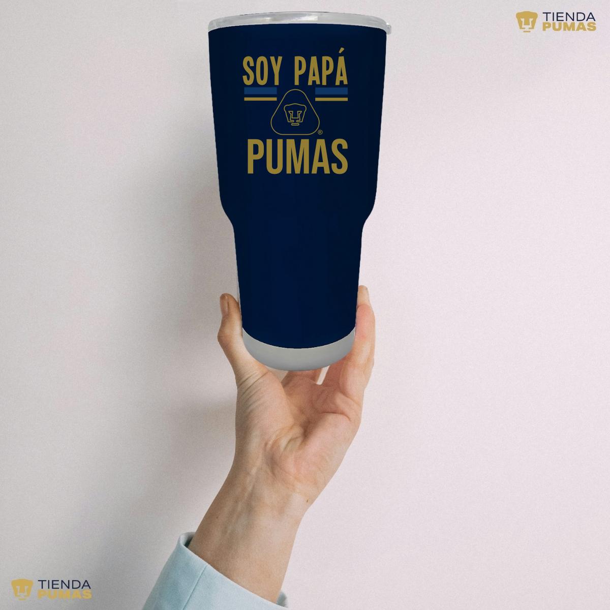 Termo 30 Oz Pumas UNAM Soy Papá Pumas Logo