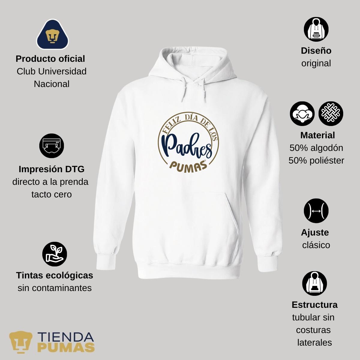 Sudadera Hombre Hoodie Pumas UNAM Feliz día Papá