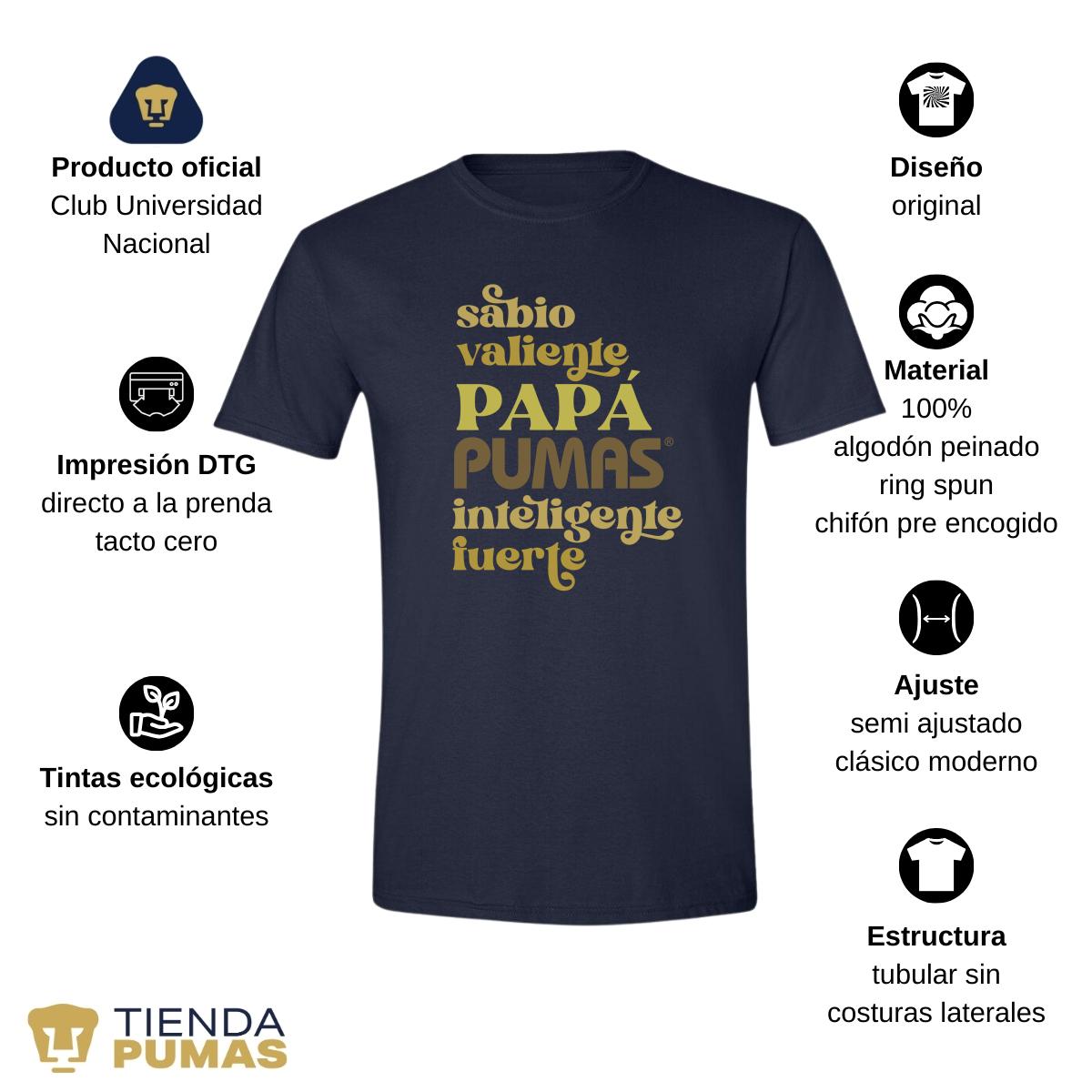 Playera Hombre Pumas UNAM Sabio, valiente papá