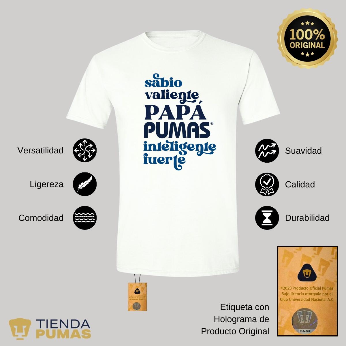 Playera Hombre Pumas UNAM Sabio, valiente papá