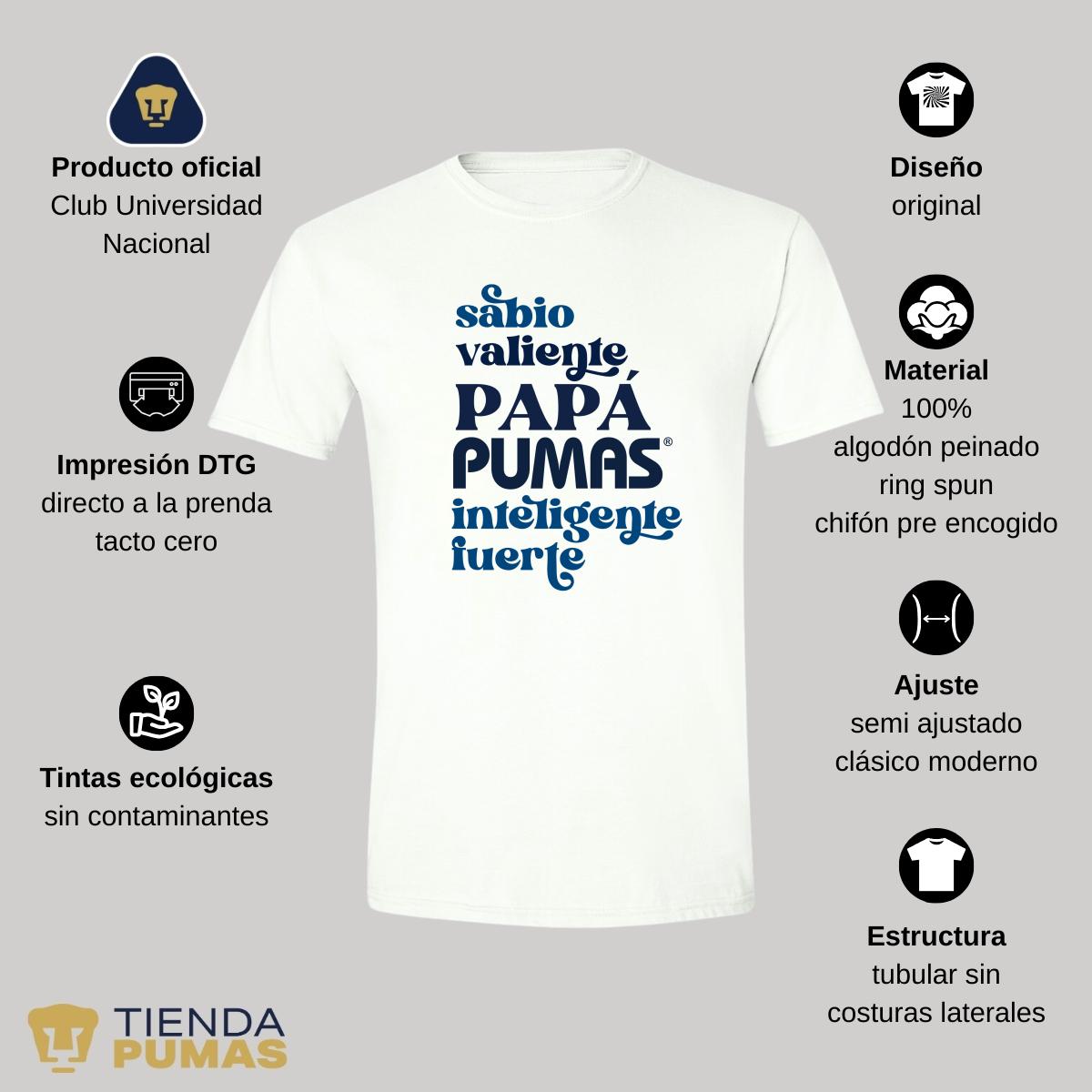 Playera Hombre Pumas UNAM Sabio, valiente papá