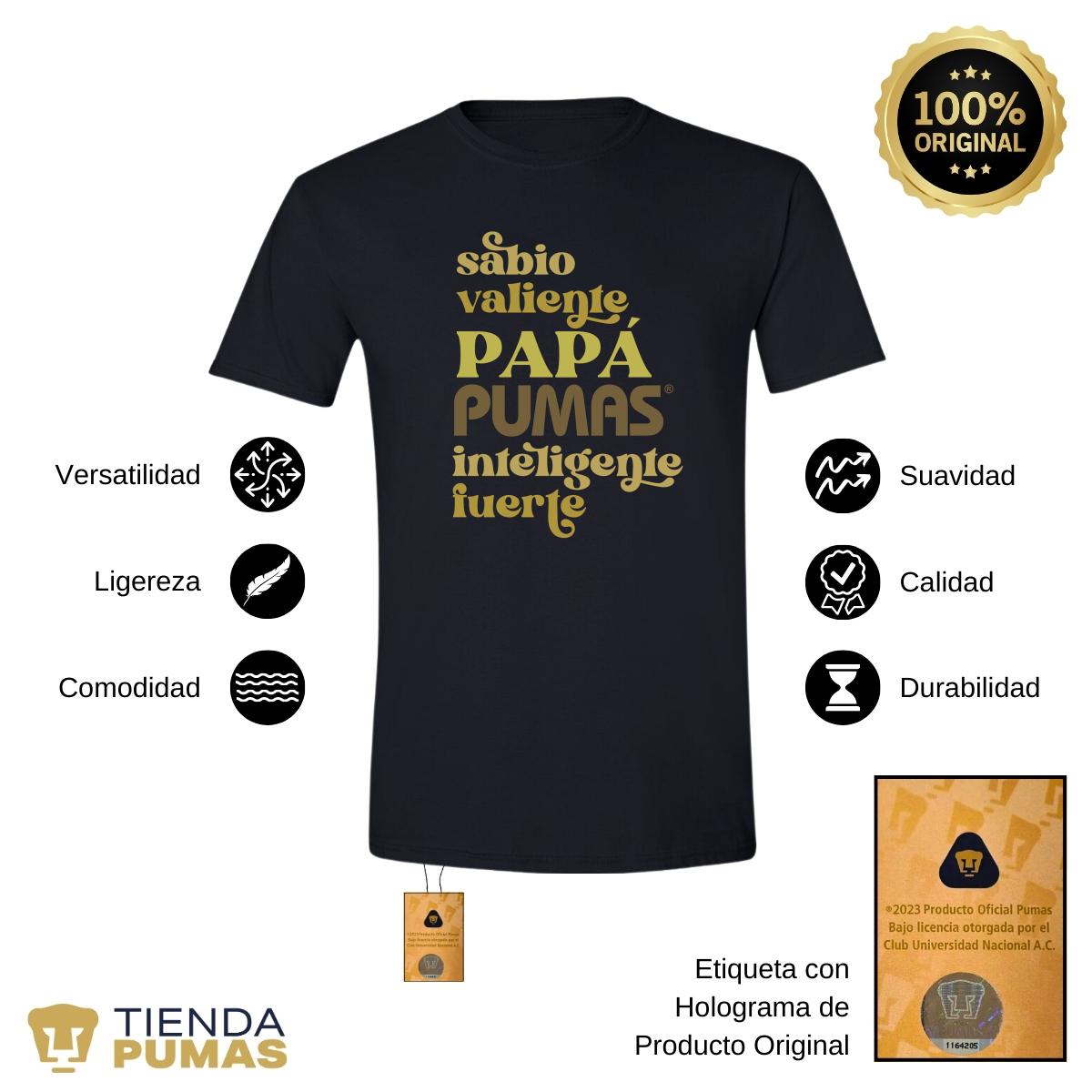 Playera Hombre Pumas UNAM Sabio, valiente papá